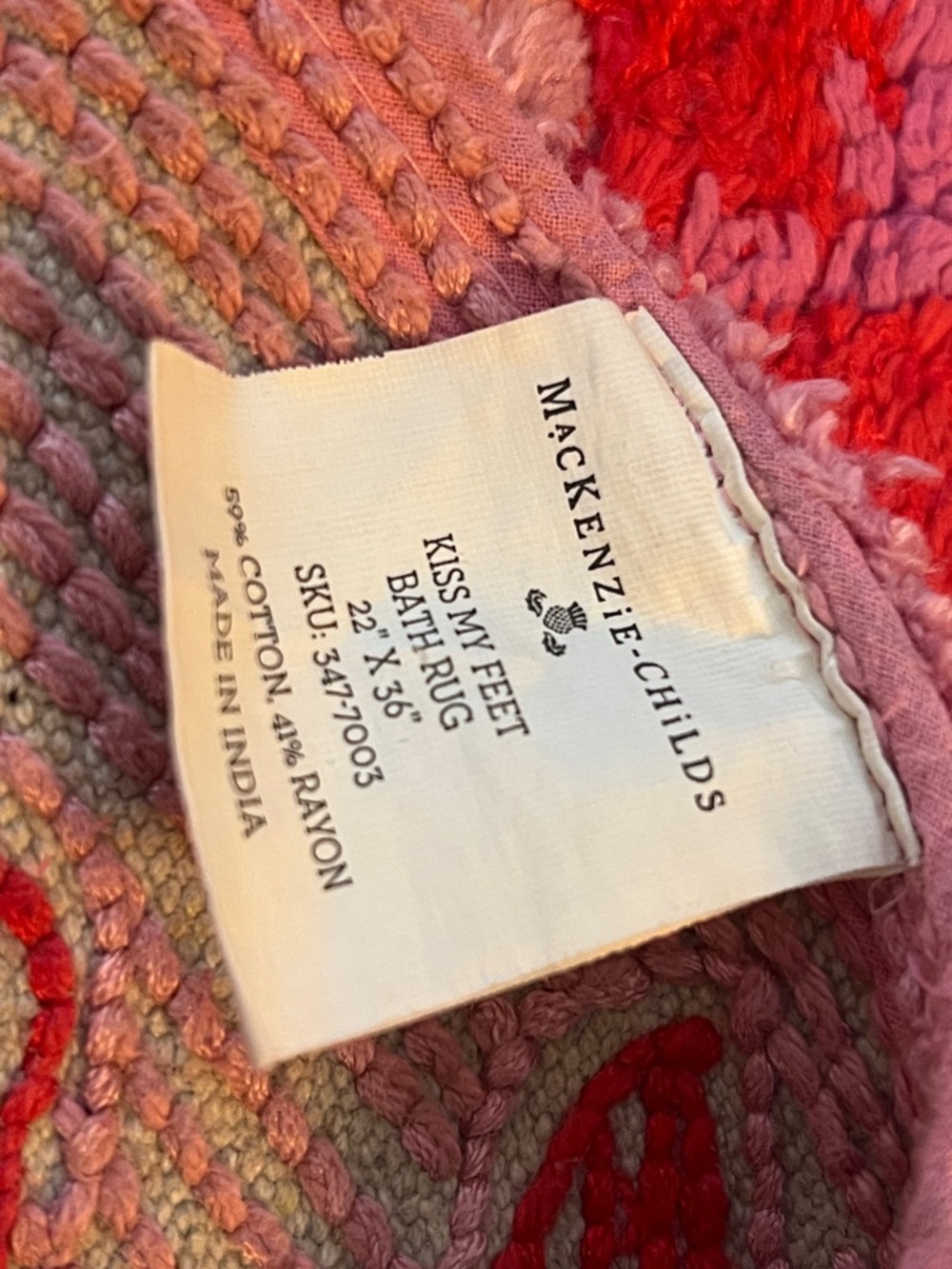 MacKenzie-Childs Pink and Red Lip-Shaped Bath Mat - Picture 5 of 5